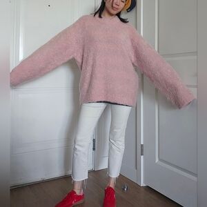 Pink fluffy oversized sweater